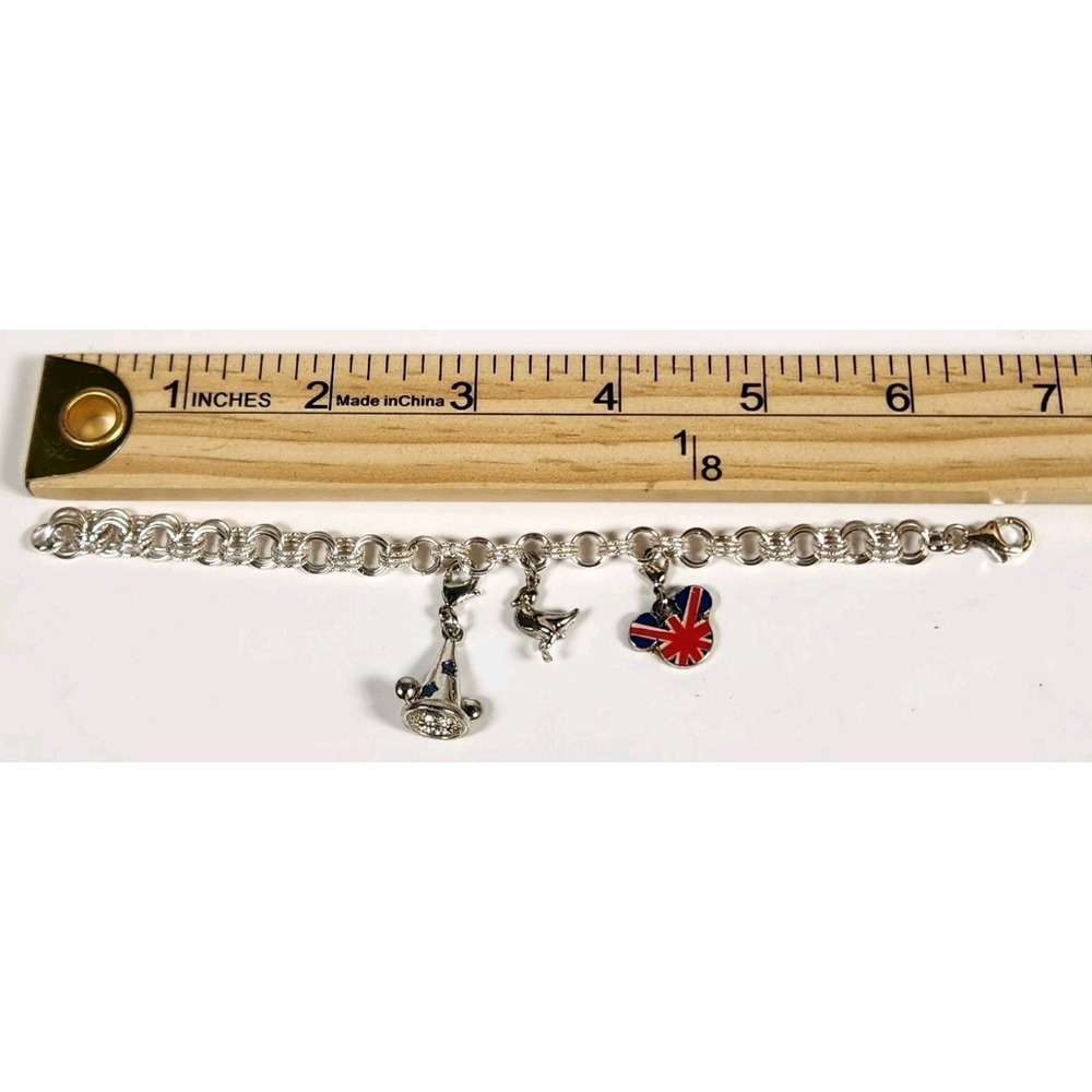 World Of Charms By Sari Simayof Charm Bracelet Mickey Uk Flag Duck Hat Box 8" View 4